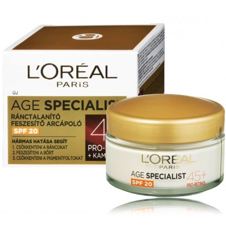 L'oreal Age Specialist 45+ SPF20 stangrinantis veido kremas brandžiai odai