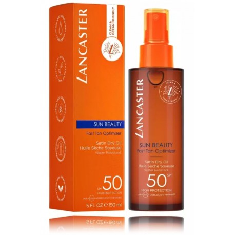 Lancaster Sun Beauty Fast Tan Optimizer SPF50 įdegį skatinantis sausas aliejus kūnui