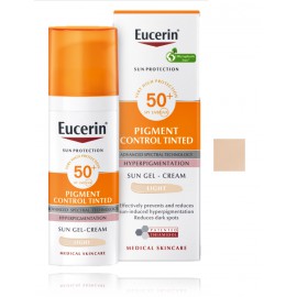 Eucerin Sun Protection Pigment Control Tinted Sun Gel-Cream Light SPF50+ apsauginis tonuotas gelis/kremas nuo saulės veidui