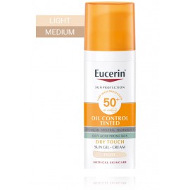 Eucerin Sun Protection Oil Control Tinted Sun Gel-Cream SPF 50+ tonuotas apsauginis veido kremas nuo saulės