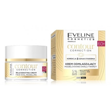 Eveline Contour Correction 60+ Rejuvenating Cream Face Oval Modeling veido ovalą modeliuojantis kremas