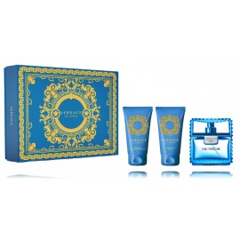 Versace Man Eau Fraiche rinkinys vyrams (50 ml. EDT + 50 ml. dušo gelis + 50 ml. balzamas po skutimosi)