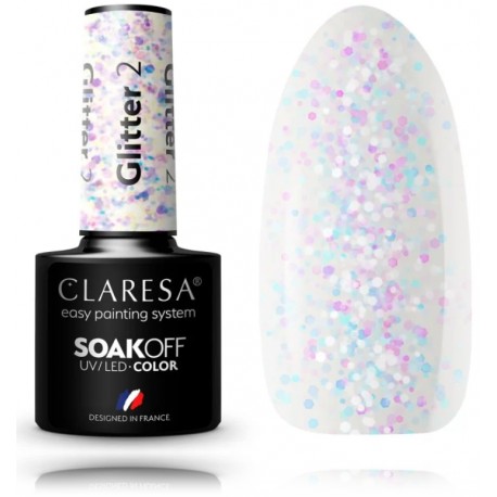 Claresa Soak Off UV/LED Color Glitter стойкий гибридный лак для ногтей с блестками