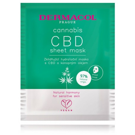 Dermacol Cannabis Sheet Mask увлажняющая и успокаивающая тканевая маска для чувствительной кожи