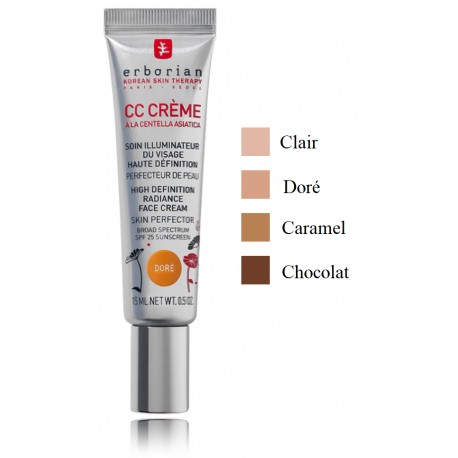 Erborian CC Cream High Definition Radiance Face Cream SPF25 koreguojantis tonuotas CC veido kremas