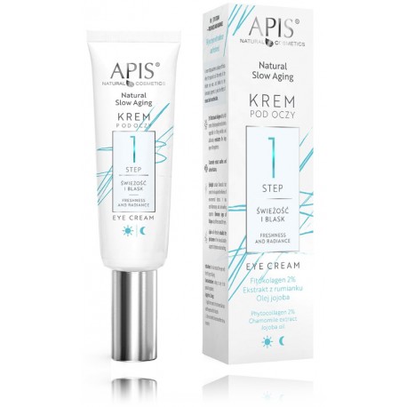 Apis Natural Slow Aging Eye Cream Step 1 Freshness and Radiance gaivos ir spindesio suteikiantis kremas paakiams