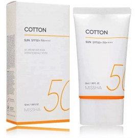 MISSHA All Around Safe Block Cotton Sun SPF50+ PA++++ apsauginis veido kremas nuo saulės riebiai odai