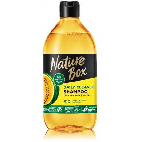 Nature Box Melon Oil valomasis šampūnas riebiai galvos odai ir sausiems plaukų galiukams