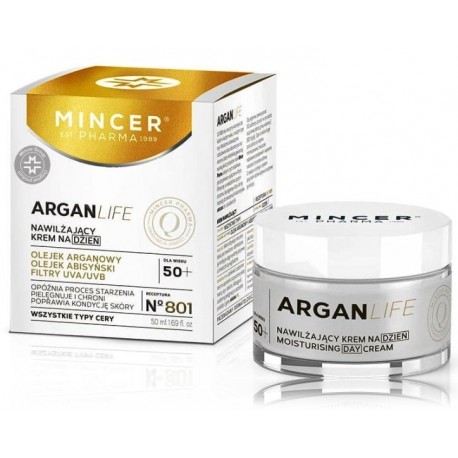 MINCER PHARMA Argan Life 50+ No.801 Face Cream dieninis veido kremas brandžiai odai