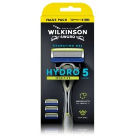 Wilkinson Sword Hydro 5 Skin Protection Sensitive skustuvas vyrams + 4 skutimosi galvutės