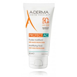 A-Derma Protect AC Mattifying Fluid SPF50+ matinį efektą suteikiantis apsauginis veido fluidas nuo saulės