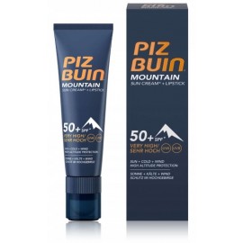 Piz Buin Mountain Range 2in1 SPF50+ apsauginis veido kremas ir balzamas lūpoms viename