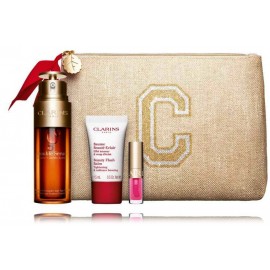 Clarins Double Serum набор для женщин (50 мл сыворотки + 15 мл бальзам + 1,4 мл масло для губ + косметичка)