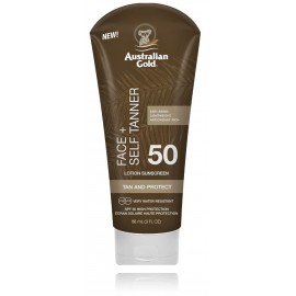 Australian Gold Face+ Self Tanner Sunscreen Lotion SPF50 apsauginis losjonas nuo saulės veidui su savaiminio įdegio pigmentais