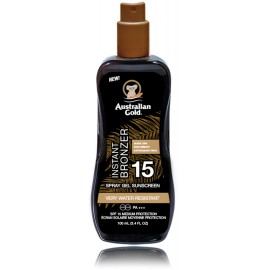 Australian Gold Instant Bronzer Spray Gel SPF15 apsauginis purškiklis nuo saulės su savaiminio įdegio pigmentais