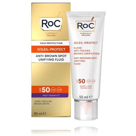 Roc Soleil-Protect Anti-Brown Spot Unifying Fluid SPF50+ apsauginis fluidas veidui nuo pigmentinių dėmių