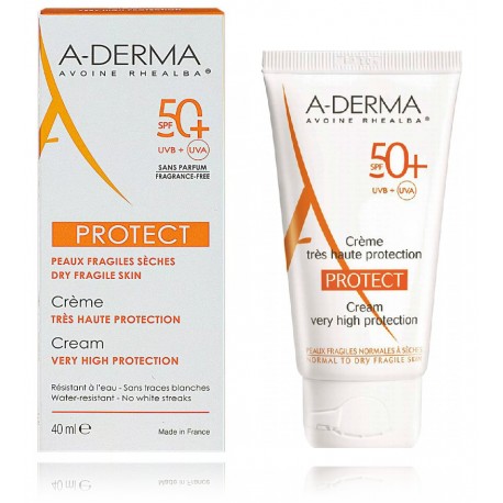 A-Derma Protect Sun Cream SPF50+ солнцезащитный крем для лица