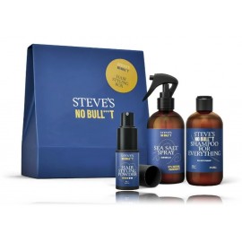 Steve's No Bull***t Hair Styling Box rinkinys plaukams (250 ml. šampūnas + 35 ml. formavimo priemonė + 250 ml. purškiklis)