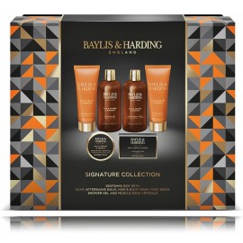 Baylis & Harding Men Signature Collection rinkinys vyrams (prausiklis + dušo gelis + balzamas + muilas + veido prausiklis + druska)