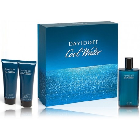 Davidoff Cool Water rinkinys vyrams (125 ml. EDT + 75 ml. dušo gelis + 75 ml. balzamas po skutimosi)